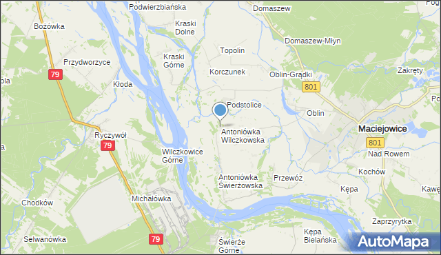 mapa Antoniówka Wilczkowska, Antoniówka Wilczkowska na mapie Targeo